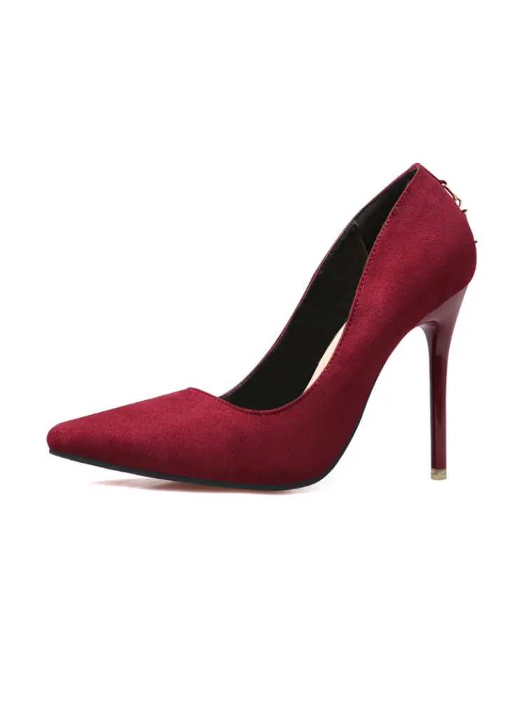 High-heeled Suede Shallow-mouth Pointed Shoes