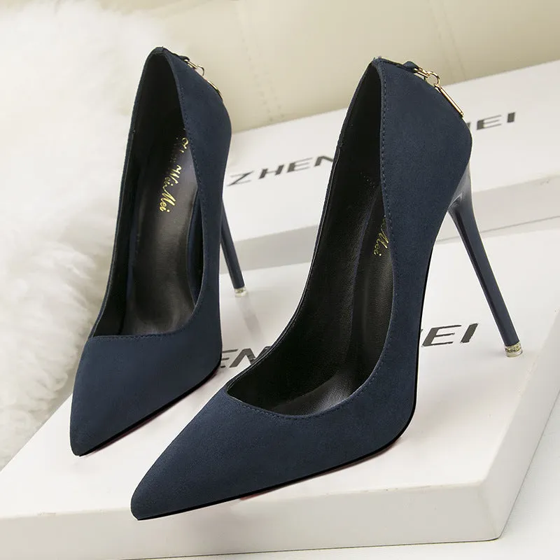 High-heeled Suede Shallow-mouth Pointed Shoes