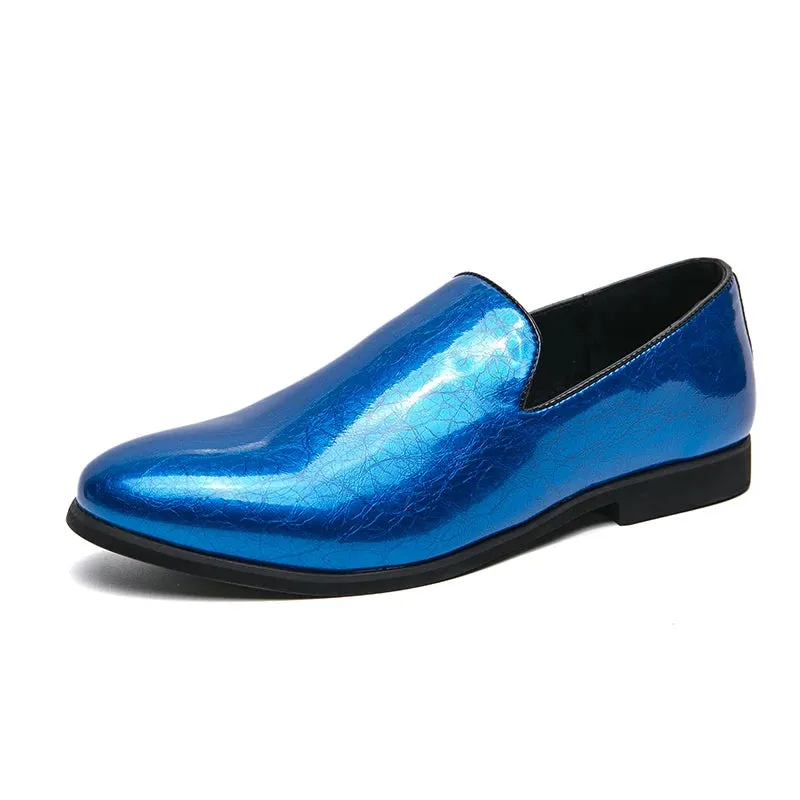 Hnzxzm New Mens Patent Leather Shoes Fashion Glitter Green Loafers Shoes Men Casual Moccasin Shoes Man Slip On Flats