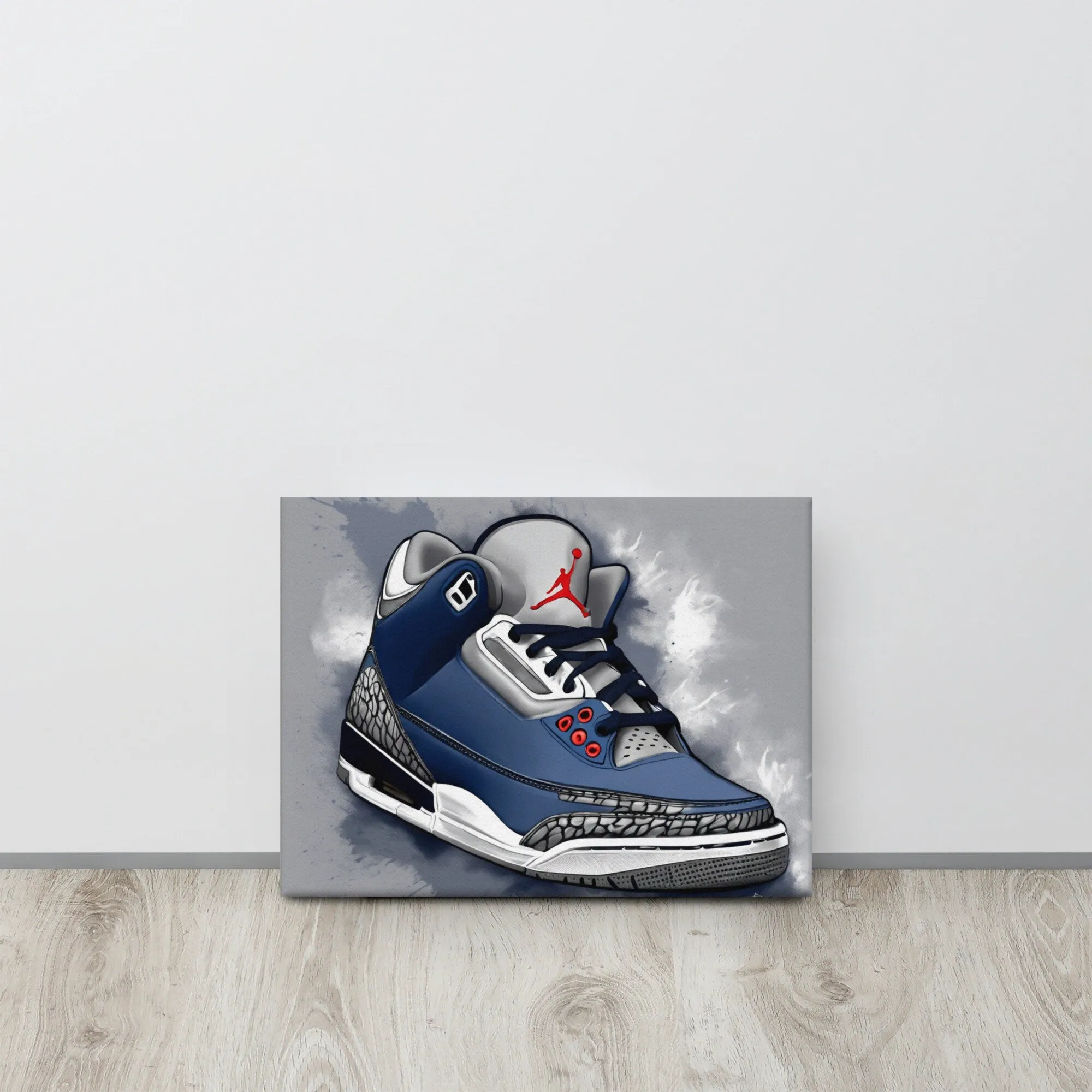 Jordan 2s in Grey and Navy Canvas Print - Sleek and Stylish Wall Art for Sneaker Enthusiasts