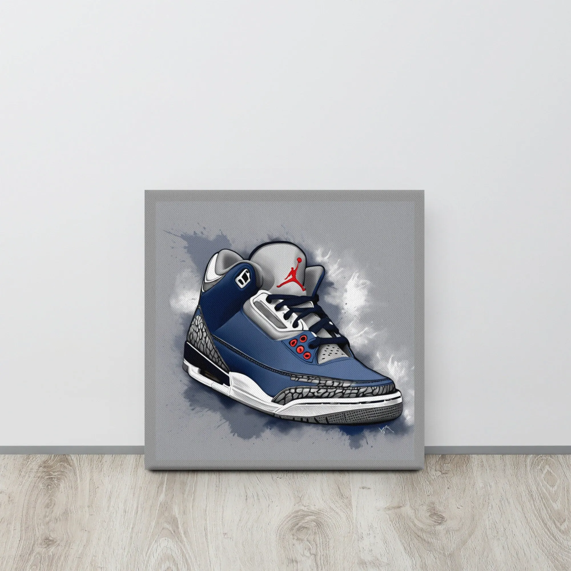 Jordan 2s in Grey and Navy Canvas Print - Sleek and Stylish Wall Art for Sneaker Enthusiasts