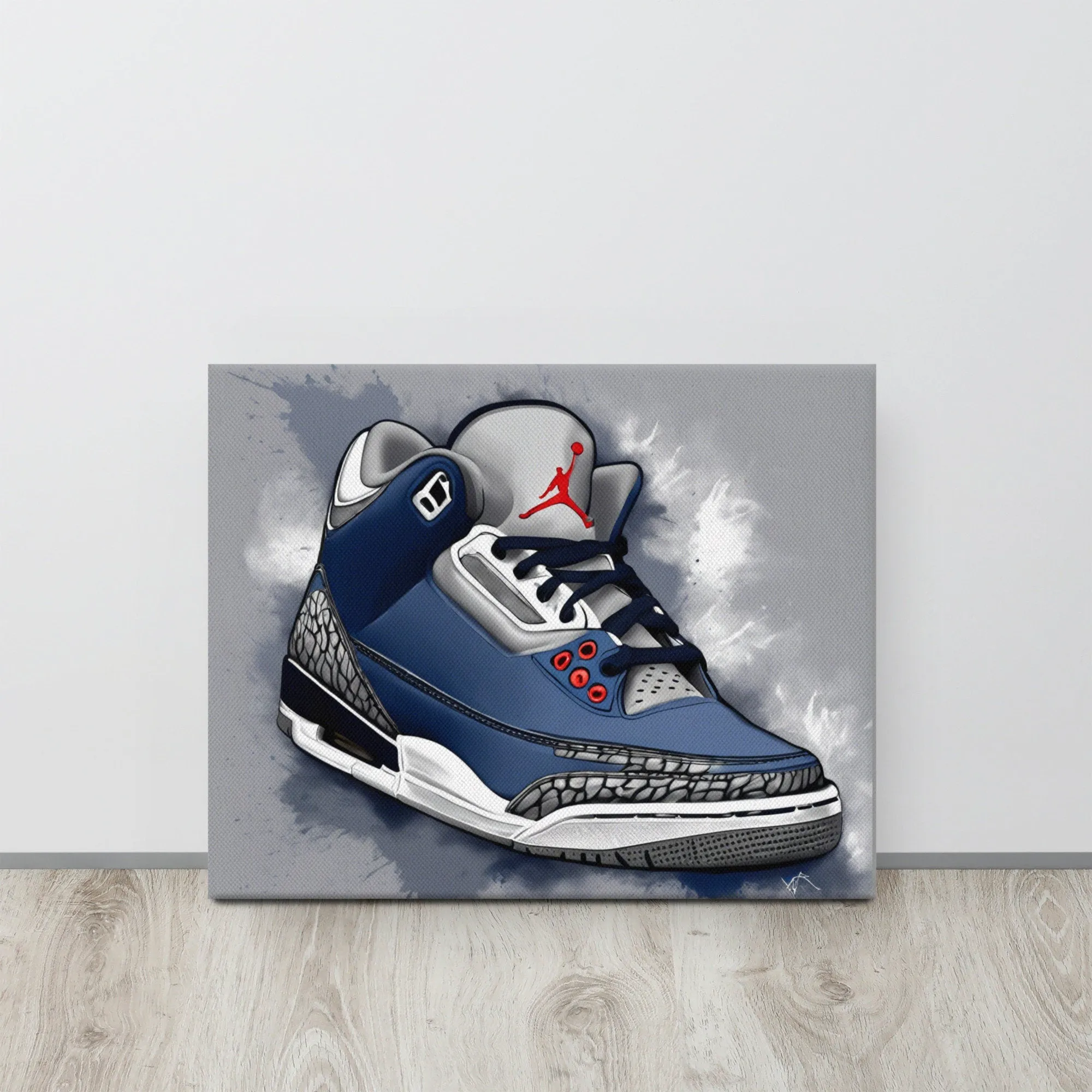 Jordan 2s in Grey and Navy Canvas Print - Sleek and Stylish Wall Art for Sneaker Enthusiasts