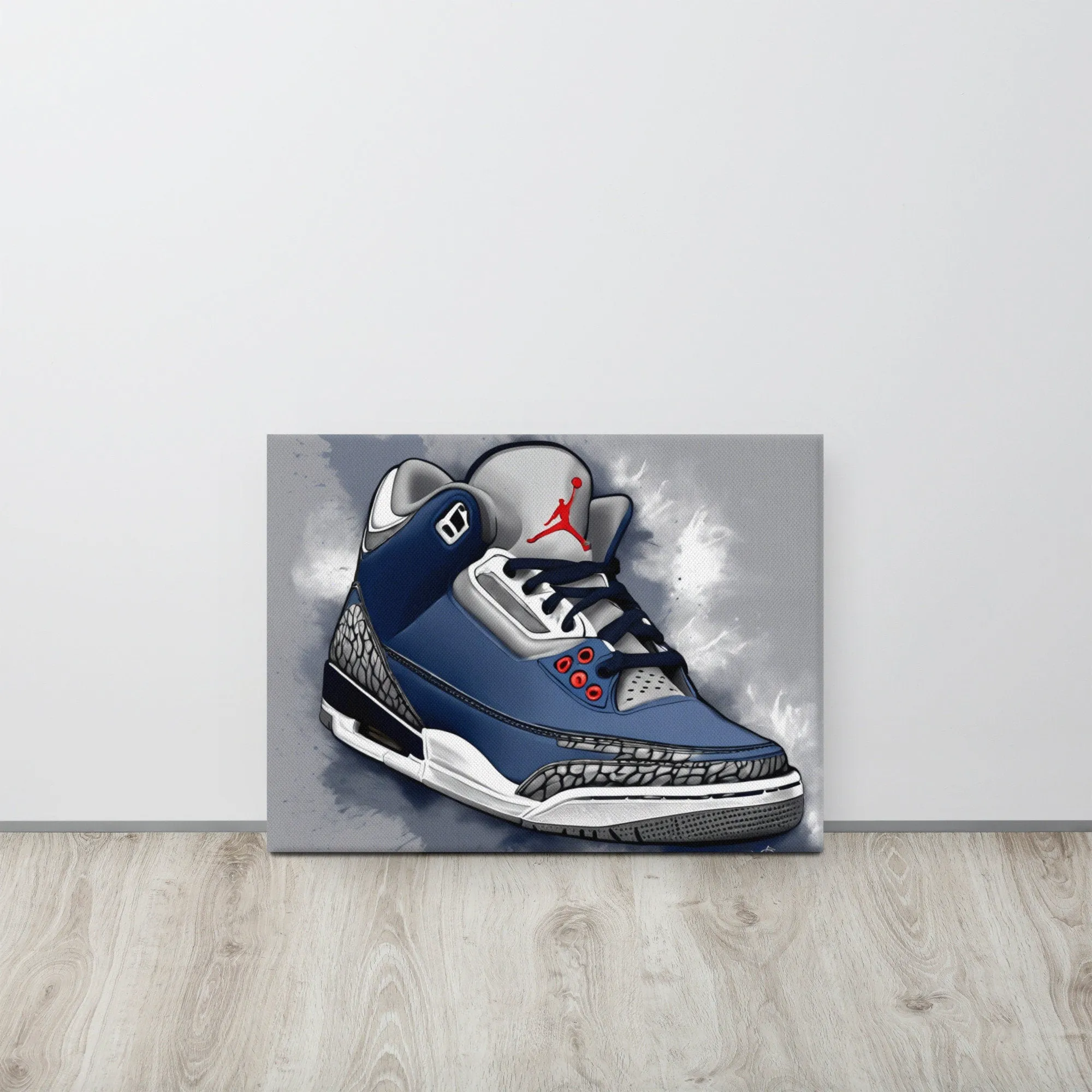 Jordan 2s in Grey and Navy Canvas Print - Sleek and Stylish Wall Art for Sneaker Enthusiasts