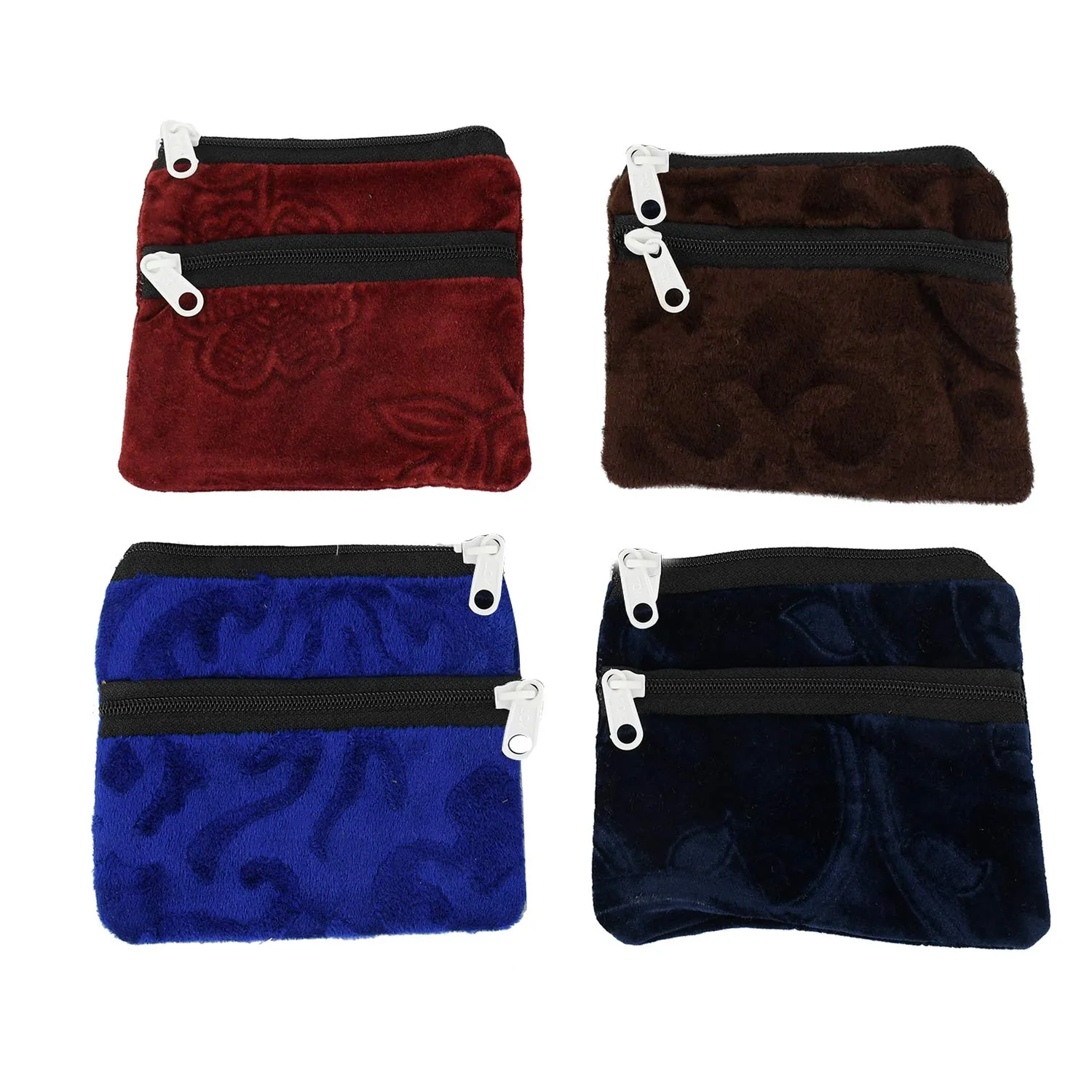 Kuber Industries Velvet 12 Pieces Women Cloth Handy Purse/Coin Pouch/batwa/Wallet With Two Zipper (Multi) - CTLTC039155