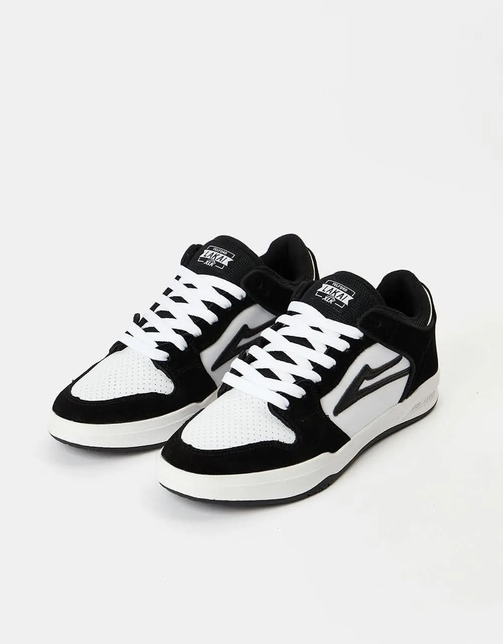 Lakai Telford Low Skate Shoes - Black/White Suede