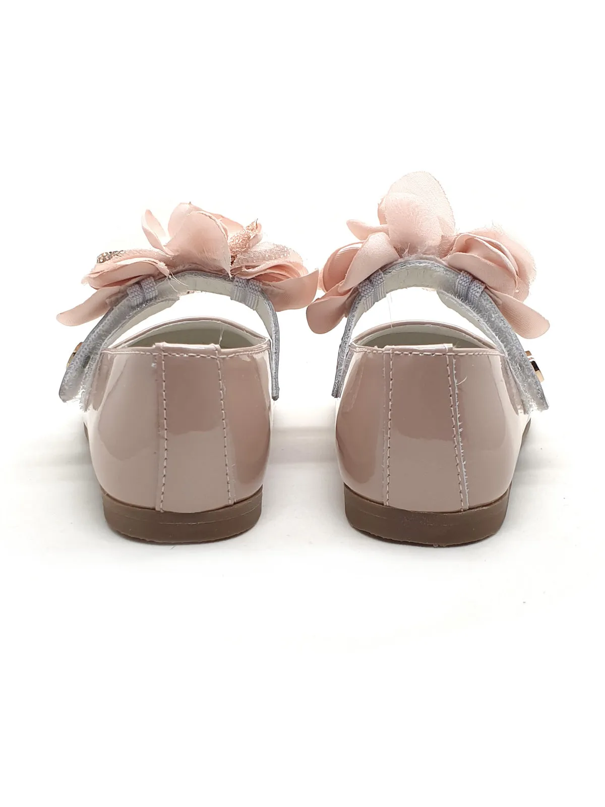 Leather ballerina shoes with floral-appliqué