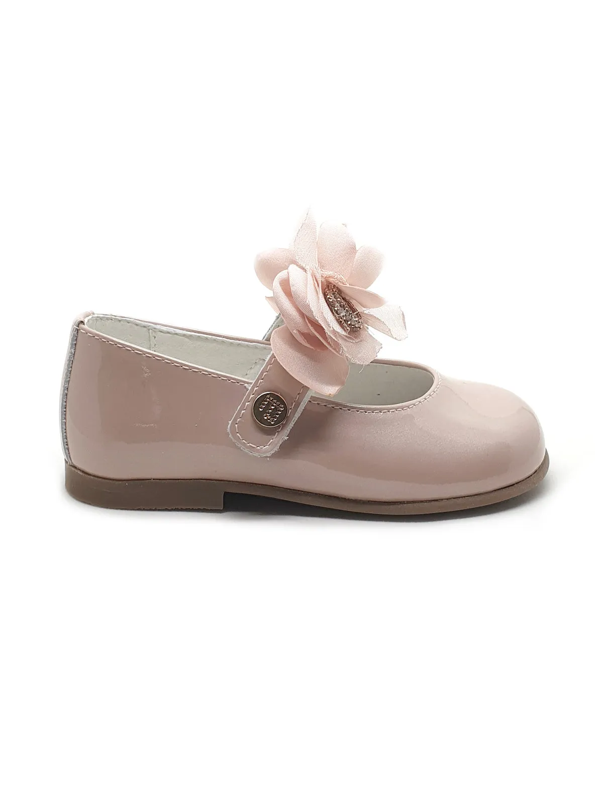 Leather ballerina shoes with floral-appliqué