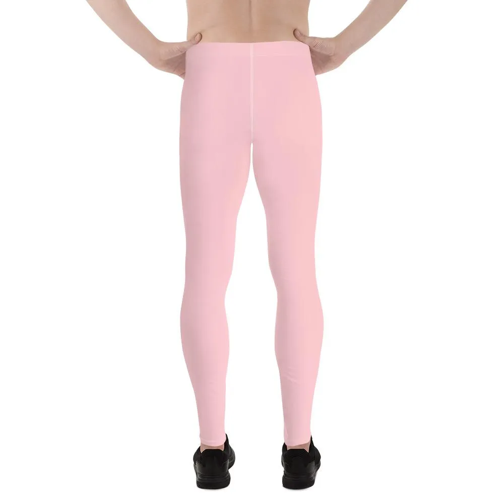 Light Pink Solid Color Meggings, Premium Men's Leggings Meggings Activewear Pants- Made in USA/ EU/ MX