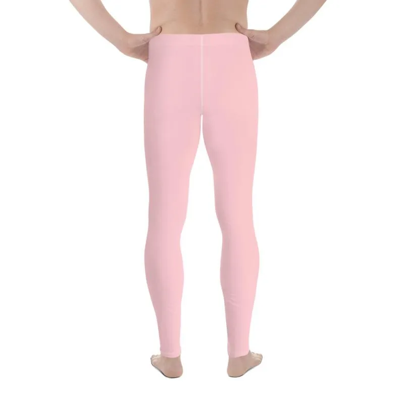 Light Pink Solid Color Meggings, Premium Men's Leggings Meggings Activewear Pants- Made in USA/ EU/ MX