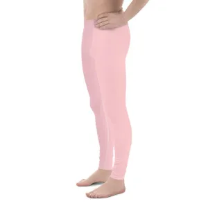 Light Pink Solid Color Meggings, Premium Men's Leggings Meggings Activewear Pants- Made in USA/ EU/ MX