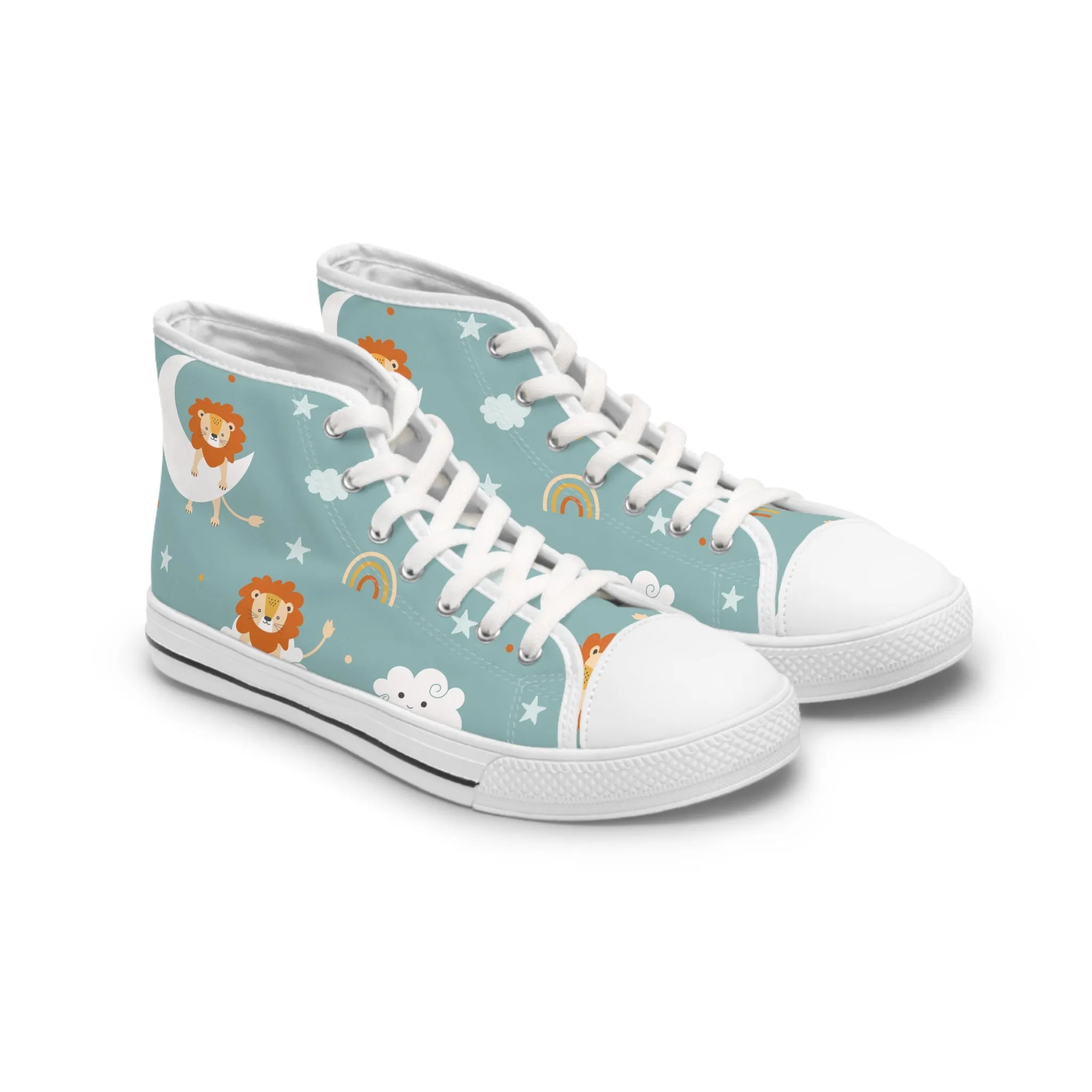 Lion Moon and Couds Women's High Top Sneakers