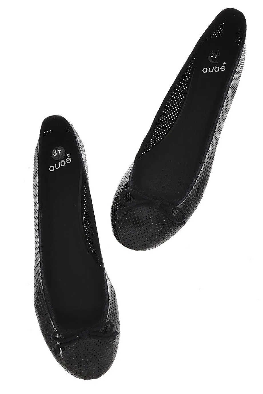 MABLE Black Perforated Ballerinas