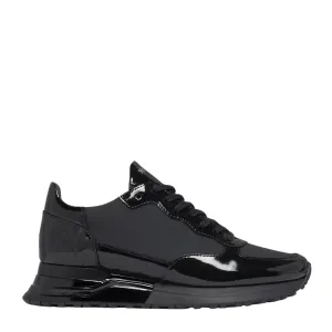 Mallet London Popham Patent Triple Black Trainers