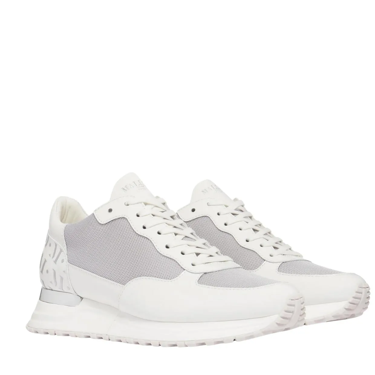 Mallet London Popham White Chrome Trainers