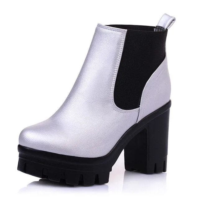 Motorcycles square High Heels leisure Ankle Boots