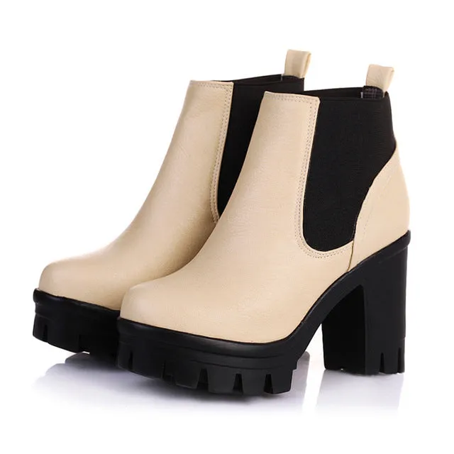 Motorcycles square High Heels leisure Ankle Boots