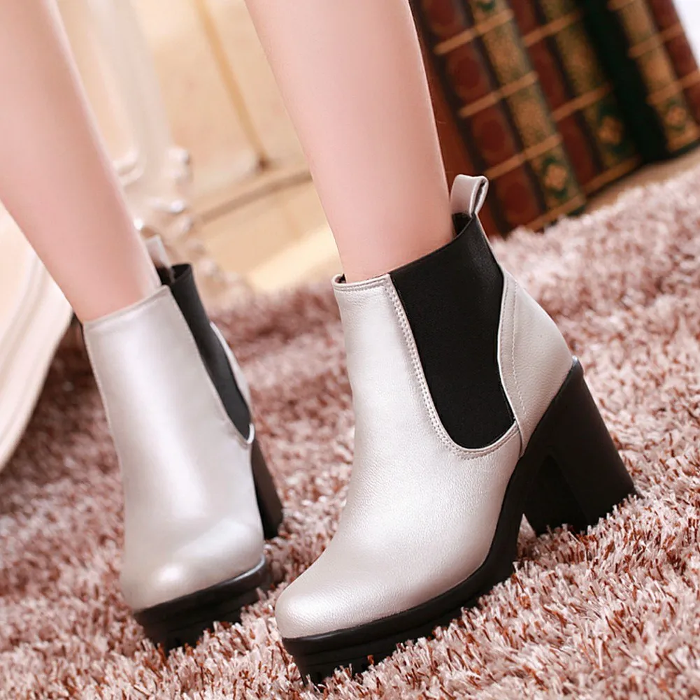 Motorcycles square High Heels leisure Ankle Boots