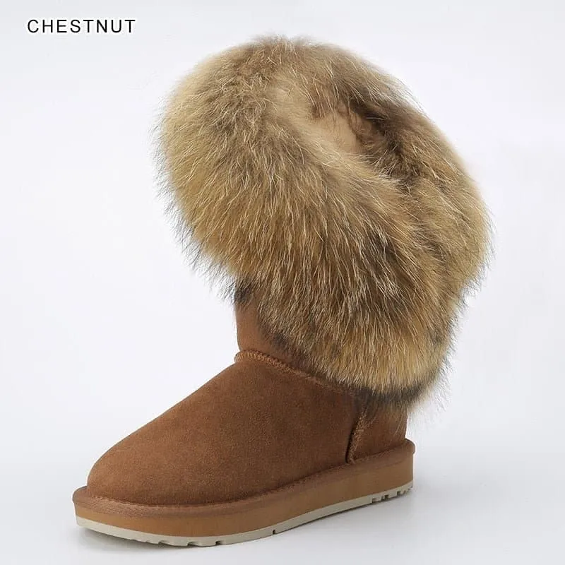 Natural Fox Fur Snow Boots - Handmade, Warm & Stylish