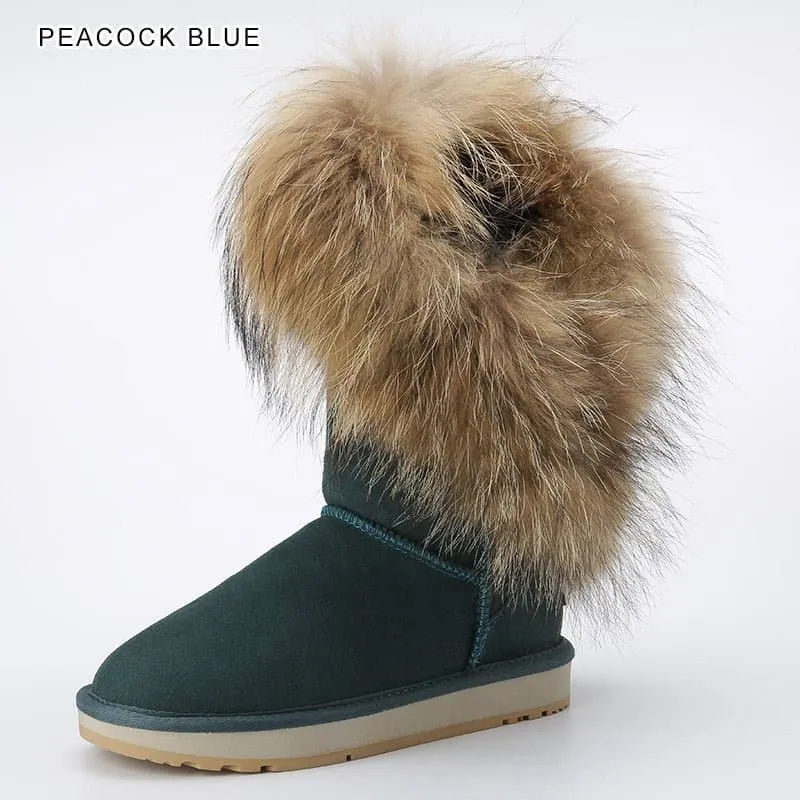 Natural Fox Fur Snow Boots - Handmade, Warm & Stylish