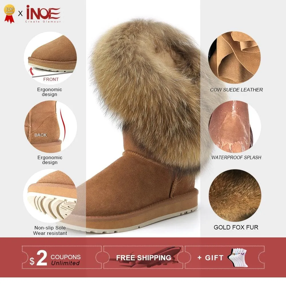 Natural Fox Fur Snow Boots - Handmade, Warm & Stylish