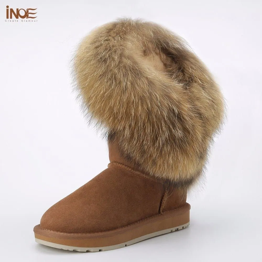 Natural Fox Fur Snow Boots - Handmade, Warm & Stylish