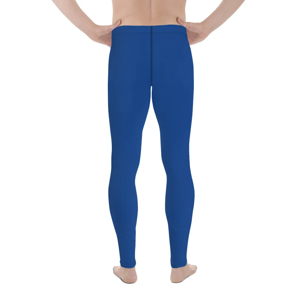 Navy Blue Color Men's Leggings, Modern Solid Blue Color Designer Spandex Men's Tights/Leggings- Made in USA/ MX/ EU