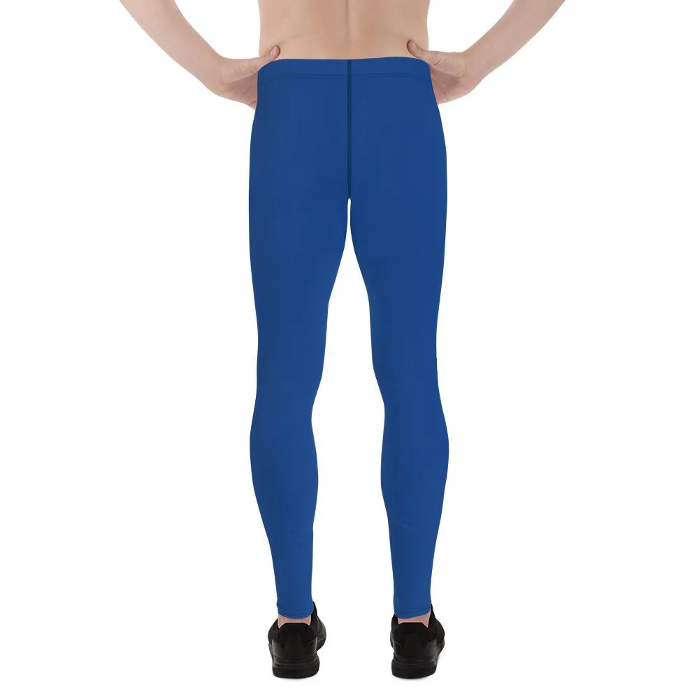 Navy Blue Men Running Tights, Solid Color Premium Spandex Men's Leggings Meggings- Made in USA/EU