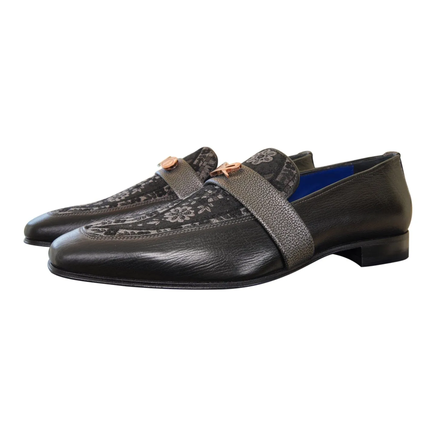 Nero Gunmetal Paisley With Rose Gold Hardware Loafer