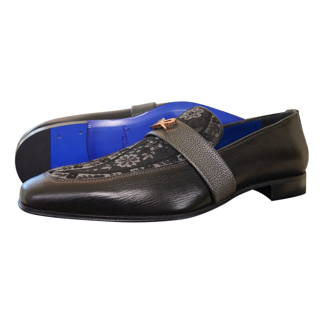 Nero Gunmetal Paisley With Rose Gold Hardware Loafer