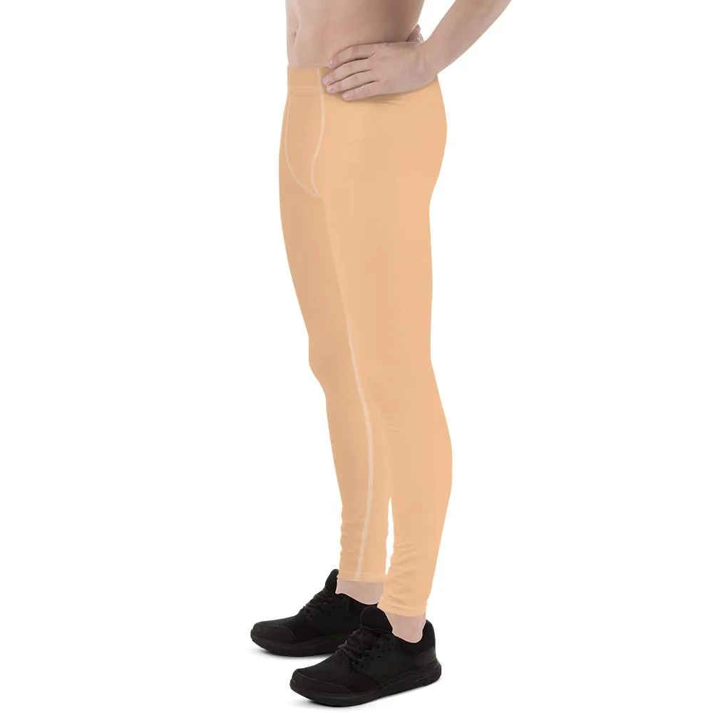 Nude Beige Solid Color Meggings, Beige Color Premium Men's Leggings Tights Pants - Made in USA/EU/Mexico