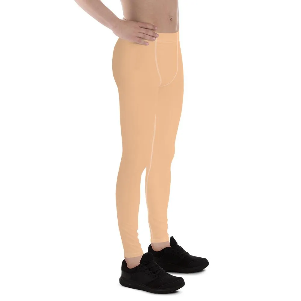 Nude Beige Solid Color Meggings, Beige Color Premium Men's Leggings Tights Pants - Made in USA/EU/Mexico