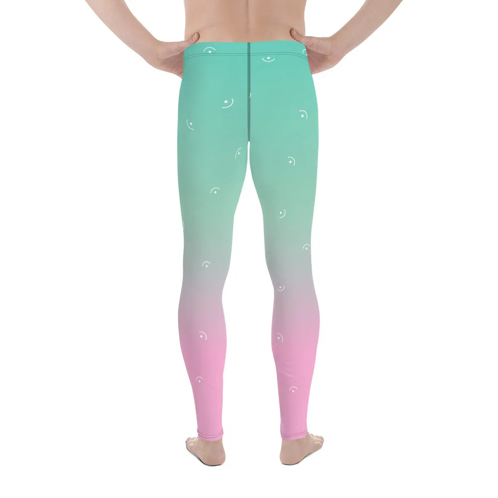 Ombre Pink Pastel Meggings, Best Designer Blue Pastel Men's Leggings Yoga Leggings - Made in USA/ MX/ EU (US Size: XS-3XL)