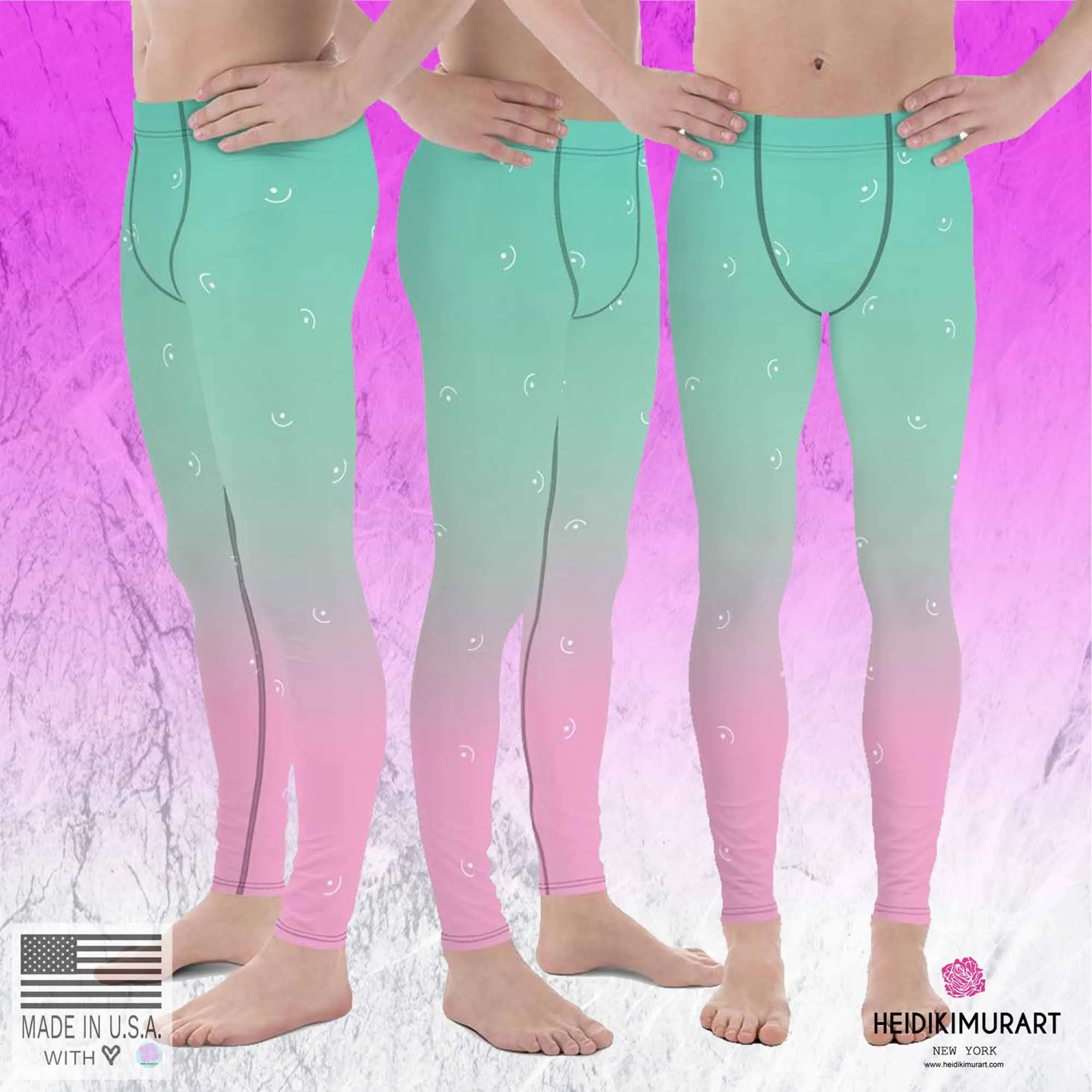 Ombre Pink Pastel Meggings, Best Designer Blue Pastel Men's Leggings Yoga Leggings - Made in USA/ MX/ EU (US Size: XS-3XL)