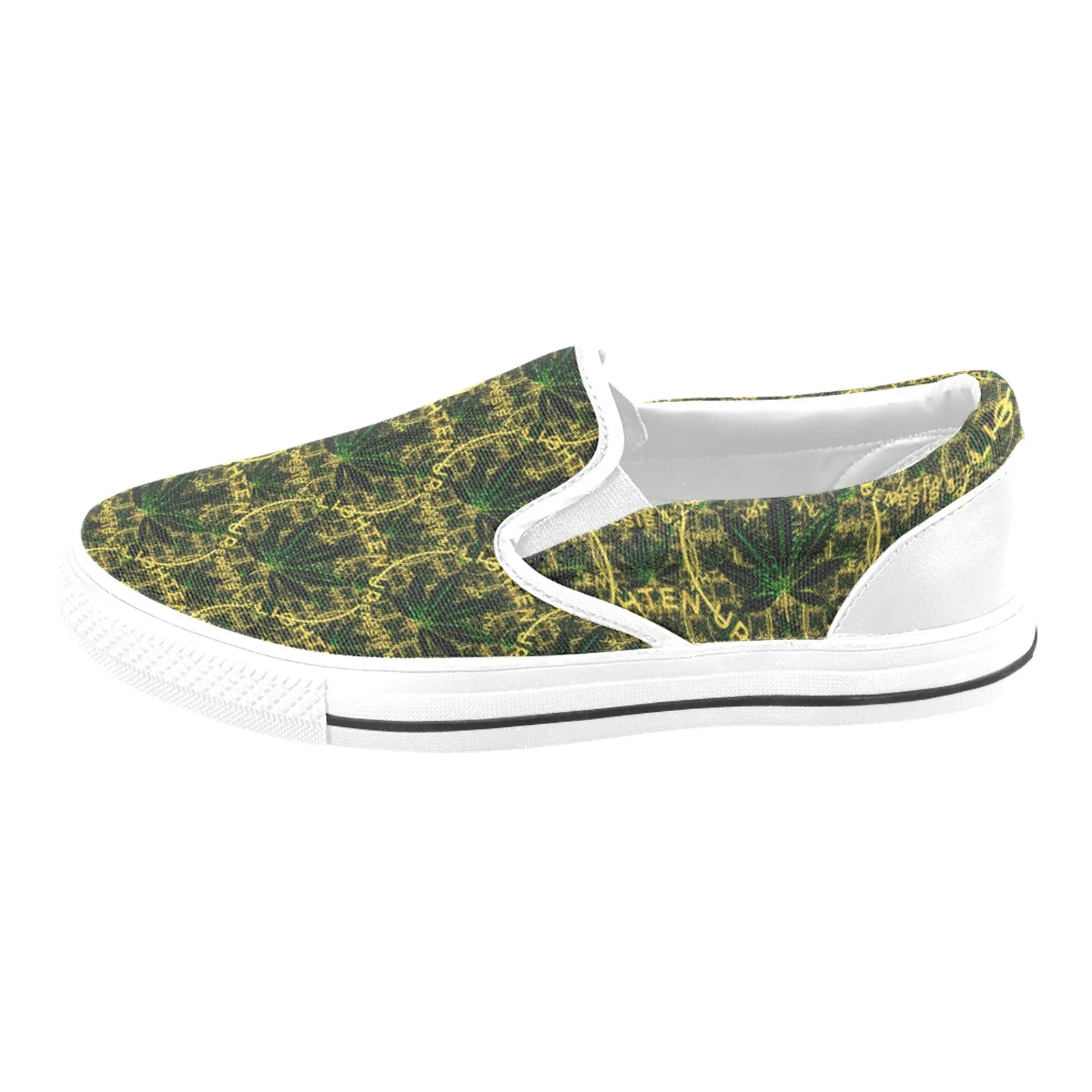 Outspoken Designs 02 "Lighten Up" Men's Slip On Canvas Shoes (White/Black)