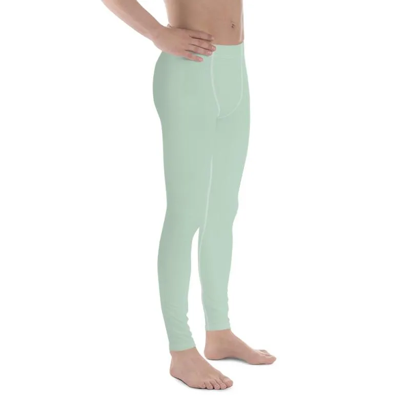 Pale Green Solid Color Meggings, Pistachio Light Pastel Green Solid Color Best Meggings Men's Leggings-Made in USA/EU