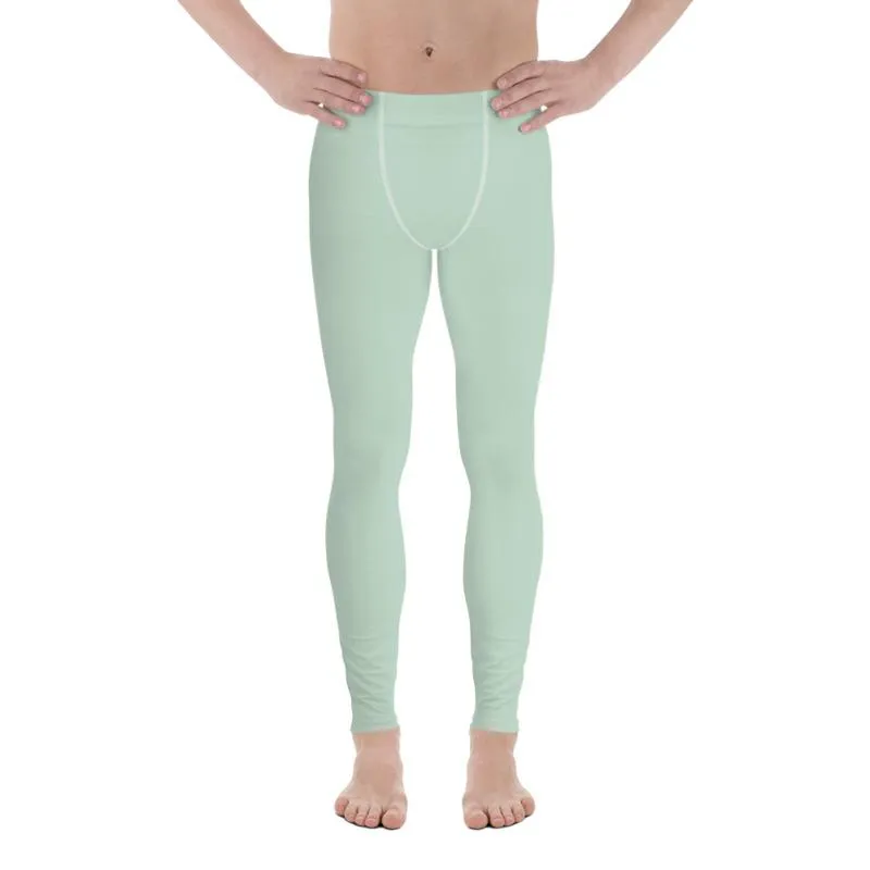 Pale Green Solid Color Meggings, Pistachio Light Pastel Green Solid Color Best Meggings Men's Leggings-Made in USA/EU