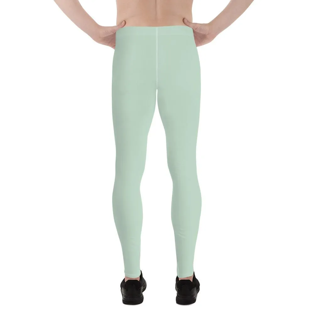 Pale Green Solid Color Meggings, Pistachio Light Pastel Green Solid Color Best Meggings Men's Leggings-Made in USA/EU