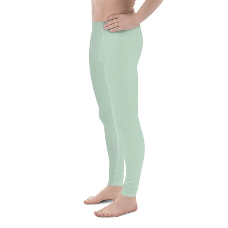 Pale Green Solid Color Meggings, Pistachio Light Pastel Green Solid Color Best Meggings Men's Leggings-Made in USA/EU