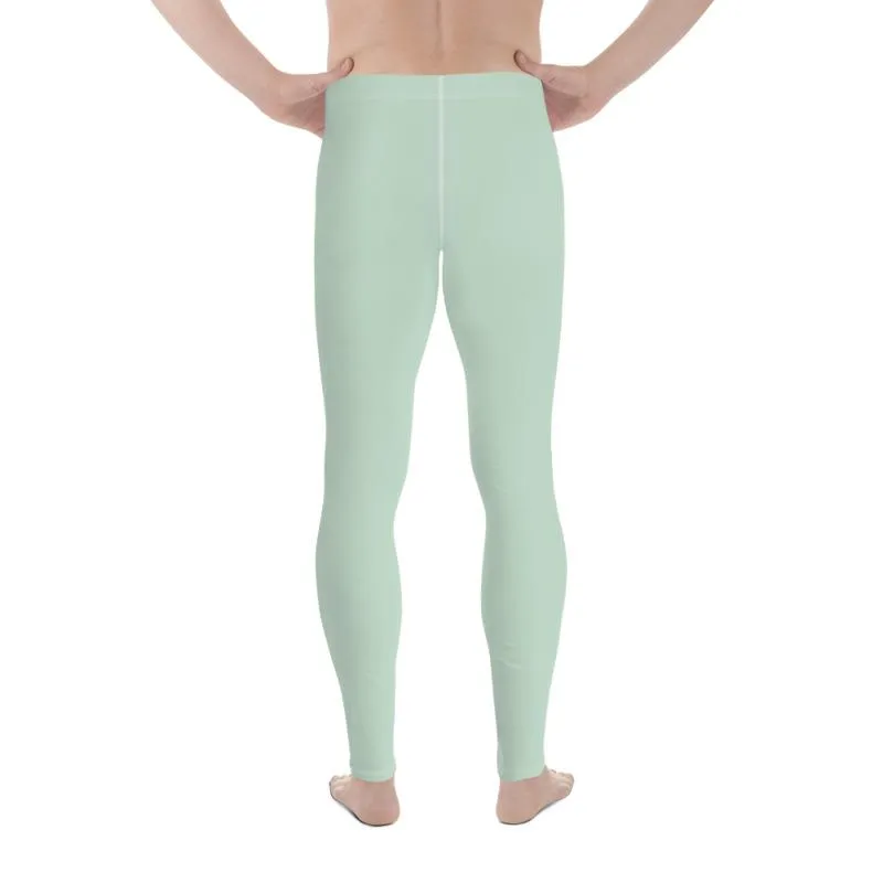 Pale Green Solid Color Meggings, Pistachio Light Pastel Green Solid Color Best Meggings Men's Leggings-Made in USA/EU