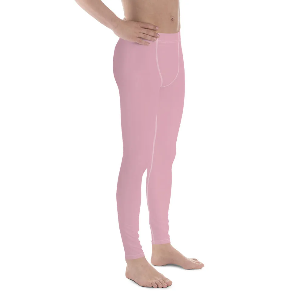 Pale Pink Color Meggings, Solid Ballet Pink Color Premium Quality Best Designer Men's Leggings - Made in USA/EU/MX