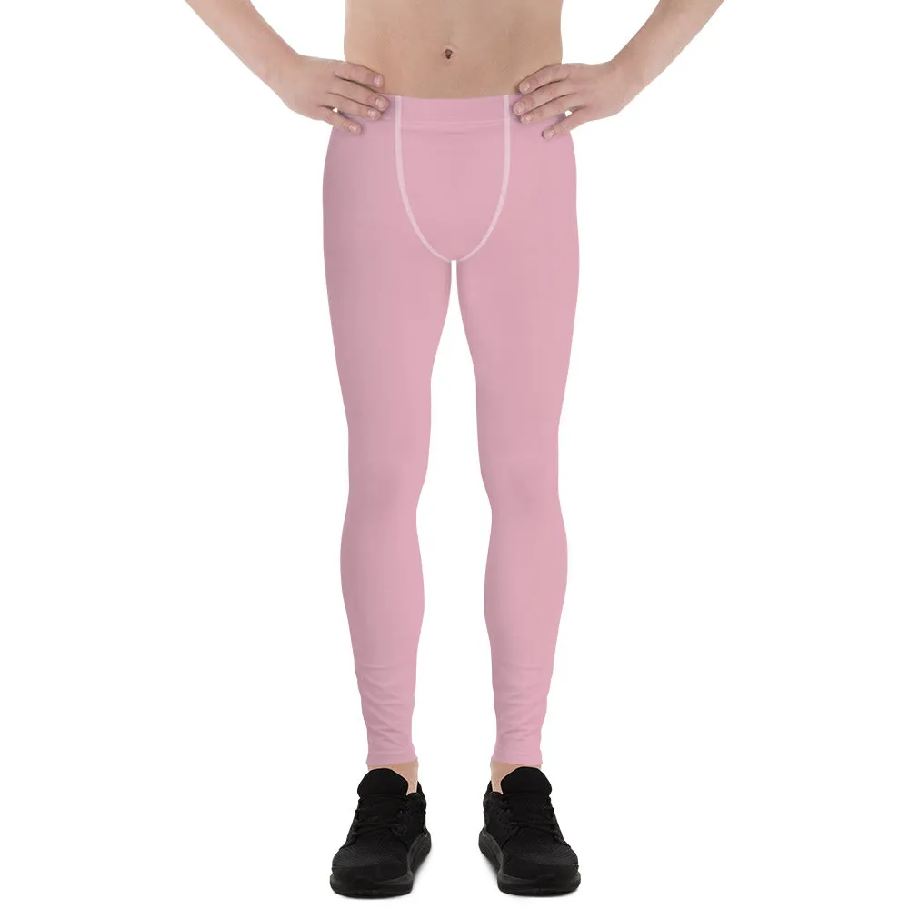 Pale Pink Color Meggings, Solid Ballet Pink Color Premium Quality Best Designer Men's Leggings - Made in USA/EU/MX