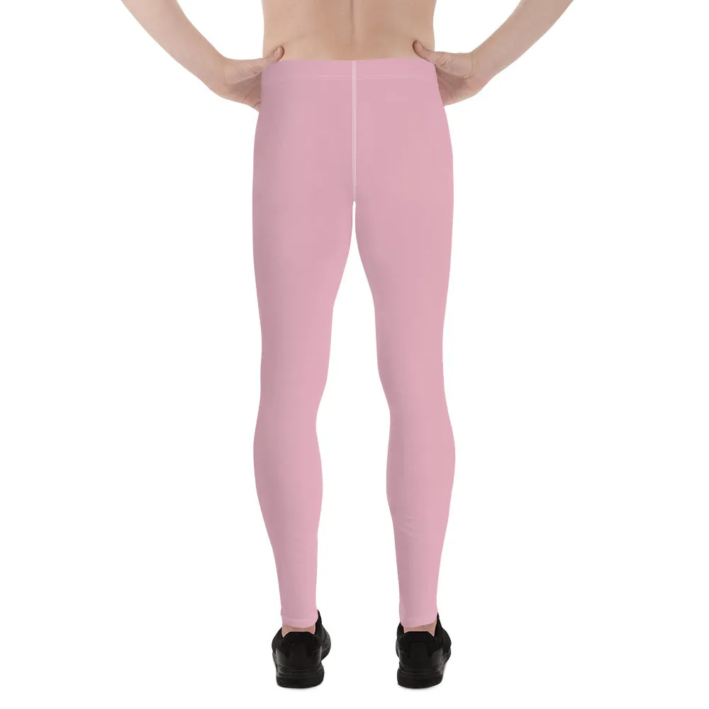 Pale Pink Color Meggings, Solid Ballet Pink Color Premium Quality Best Designer Men's Leggings - Made in USA/EU/MX