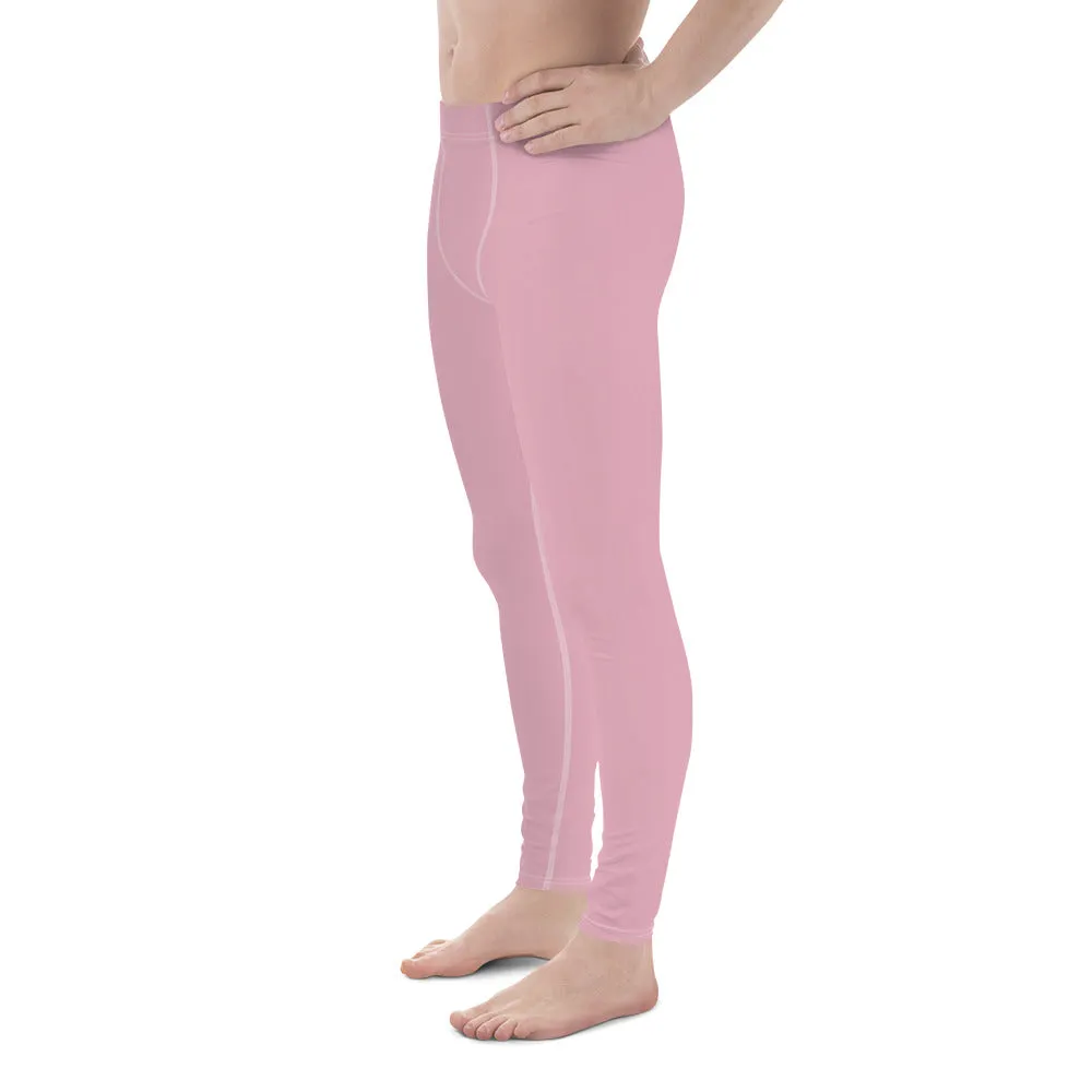 Pale Pink Color Meggings, Solid Ballet Pink Color Premium Quality Best Designer Men's Leggings - Made in USA/EU/MX