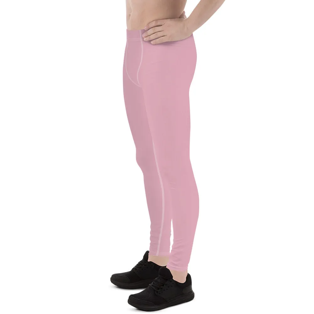 Pale Pink Color Meggings, Solid Ballet Pink Color Premium Quality Best Designer Men's Leggings - Made in USA/EU/MX