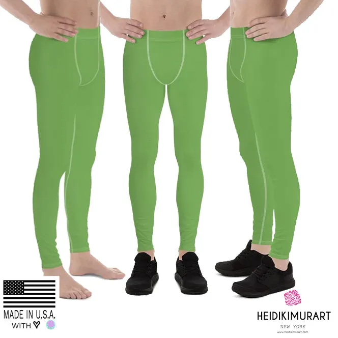 Pear Green Solid Color Meggings, Pear Green Fun Meggings Compression Men Tights Best Men's Leggings-Made in USA/EU