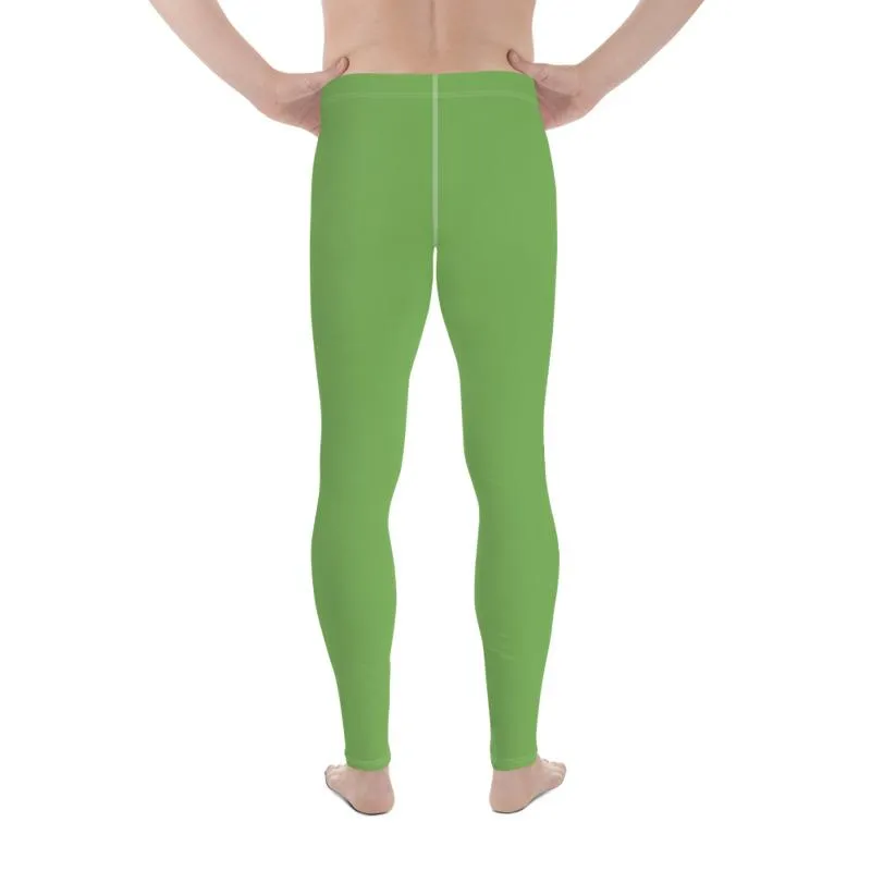 Pear Green Solid Color Meggings, Pear Green Fun Meggings Compression Men Tights Best Men's Leggings-Made in USA/EU