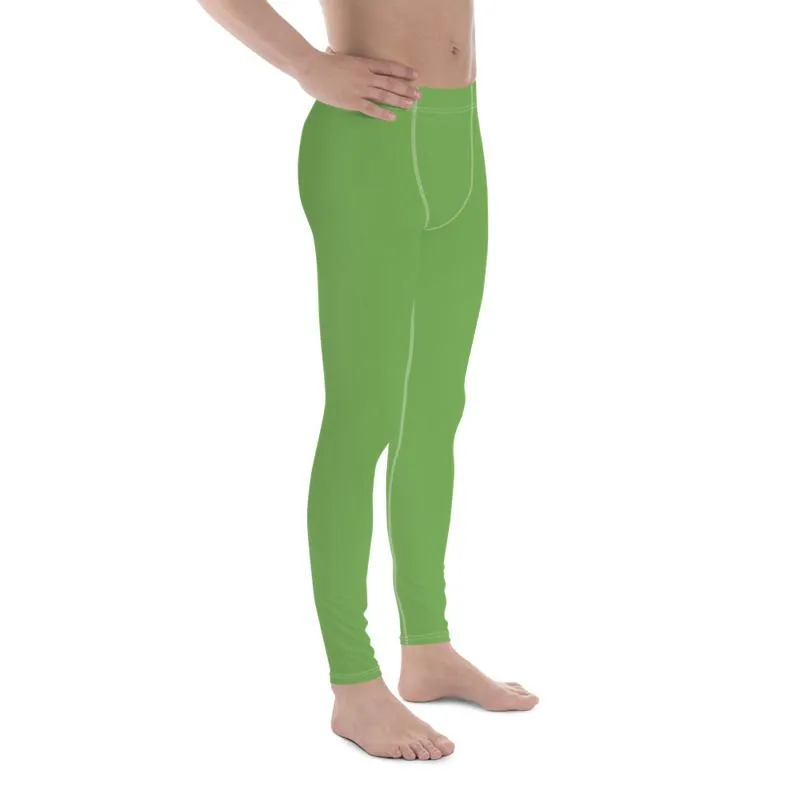 Pear Green Solid Color Meggings, Pear Green Fun Meggings Compression Men Tights Best Men's Leggings-Made in USA/EU