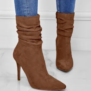 Point Toe Heeled Suede Boots