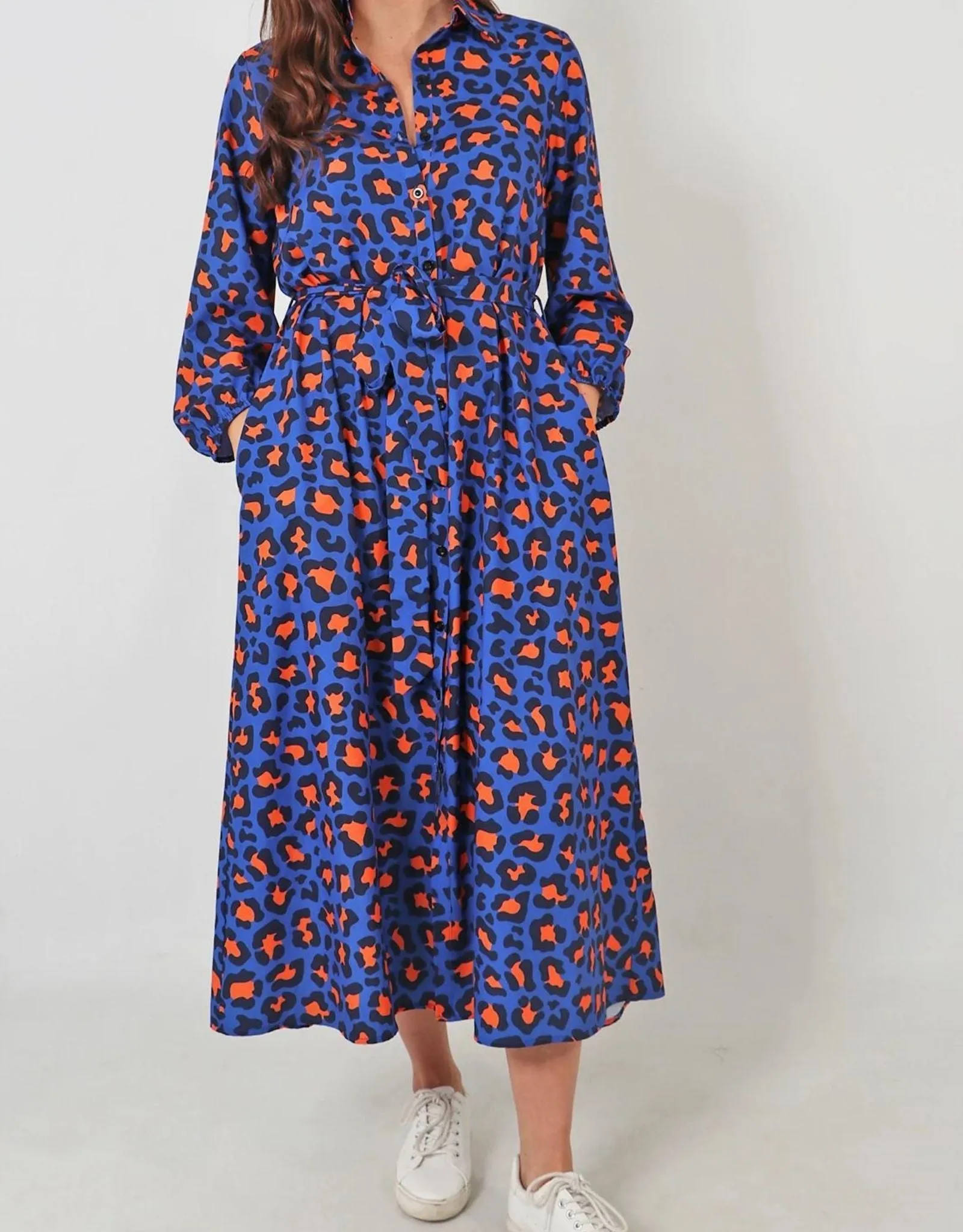 Preeya Leopard Shirt mid-axi dress