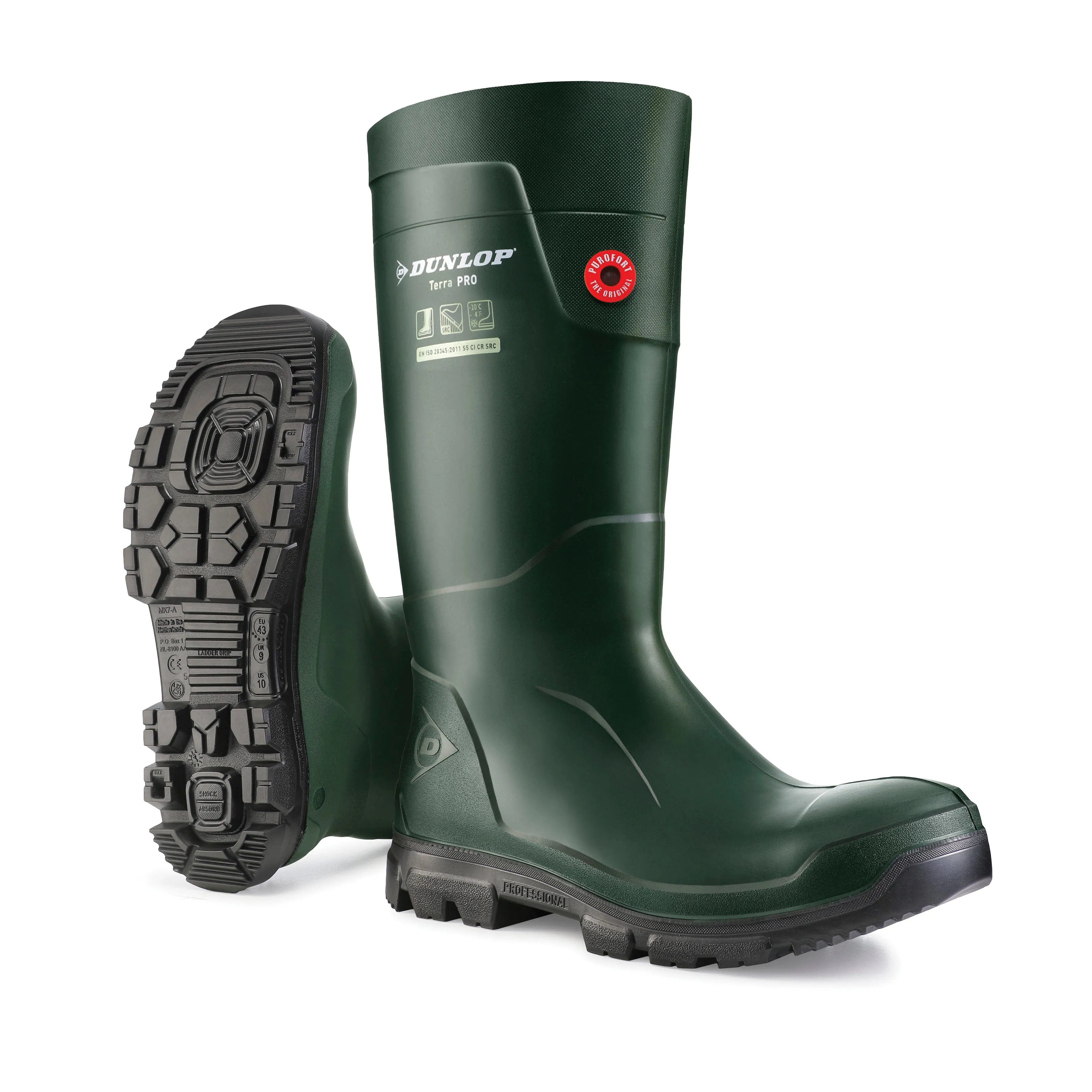 Purofort TerraPro Soft Toe, Green | 15’’ Waterproof PU Boots